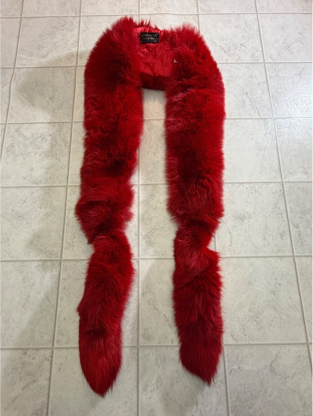 Lily & Taylor Couture Red Faux Fur Long Scarf
